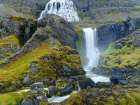 Iceland. Waterfall Dynjandi in Borgarfjordur during autumn. Art Print
